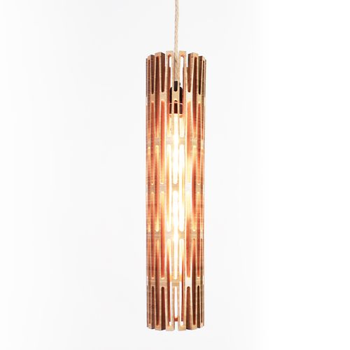 Kerf Cylinder Pendant Light. Bamboo. 5W LED. Hanging Pendant