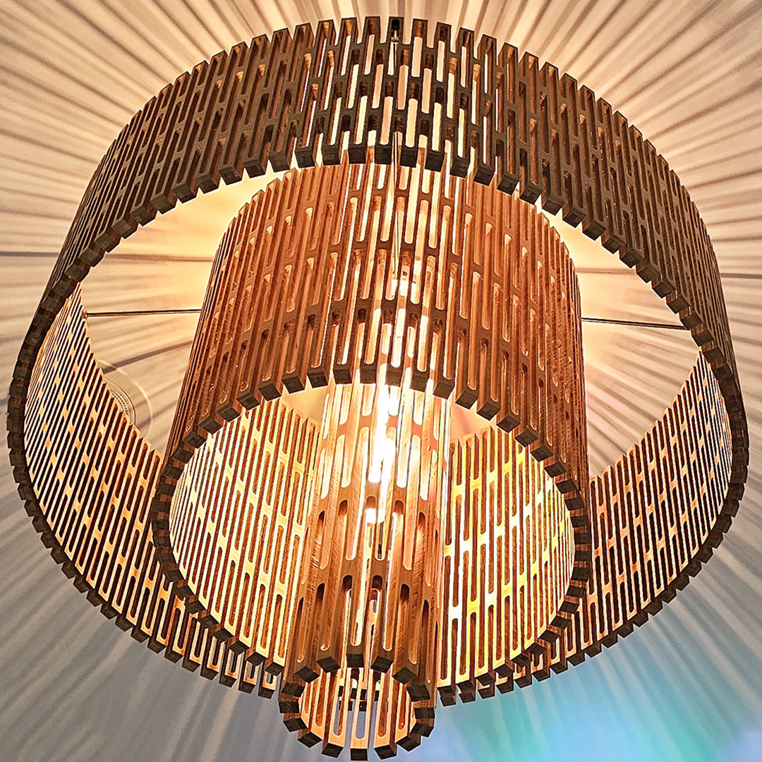 Kerf Chandelier Light - Bamboo. 5W LED. Customizable.