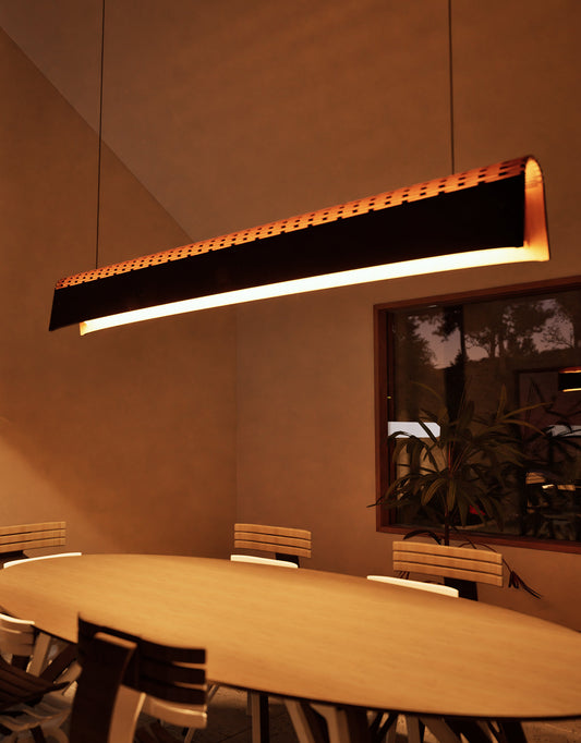 Minimalist Linear Pendant Light – 2m Bamboo LED (20W) | Modern Suspended Lighting