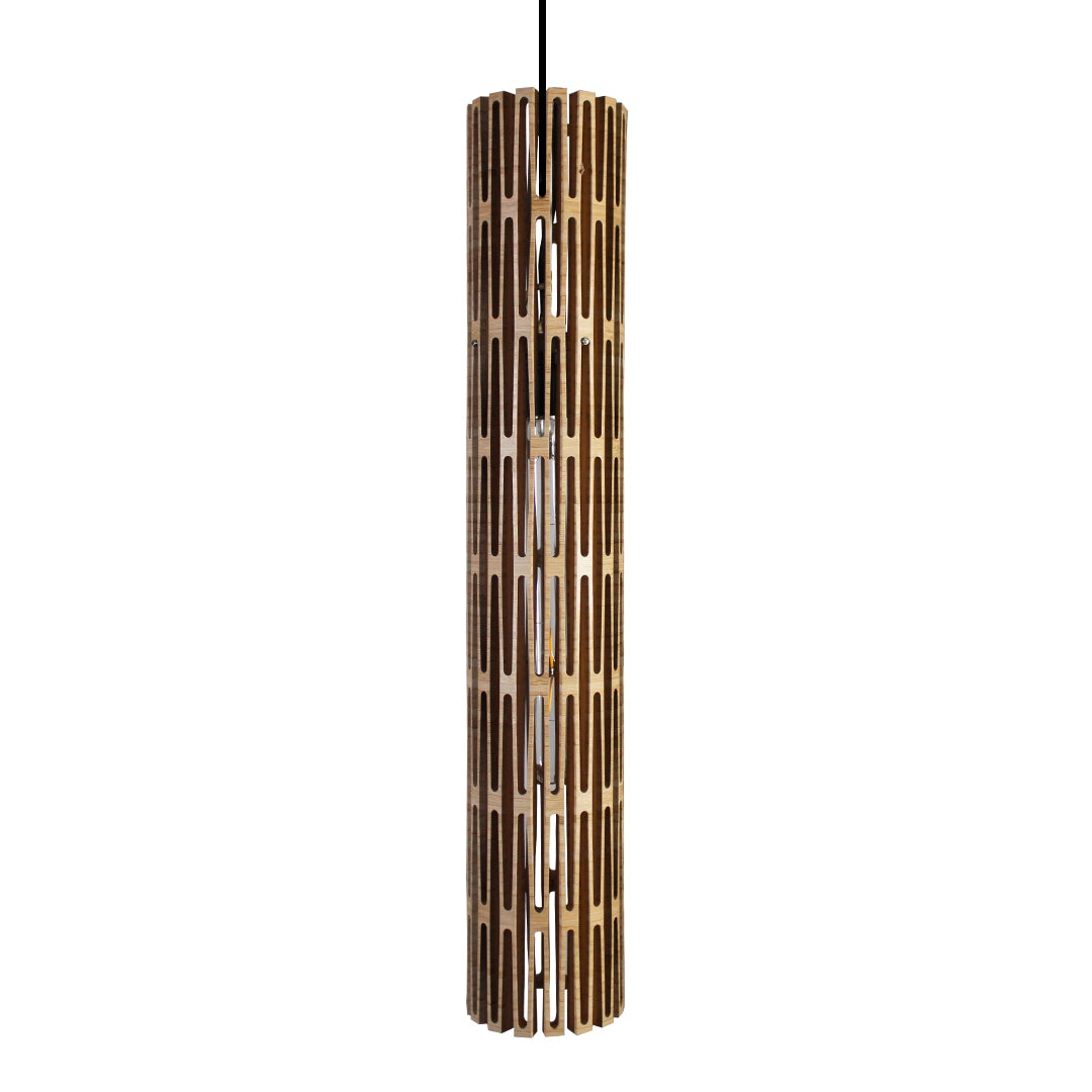 Kerf Cylinder Pendant Light. Bamboo. 5W LED. Hanging Pendant