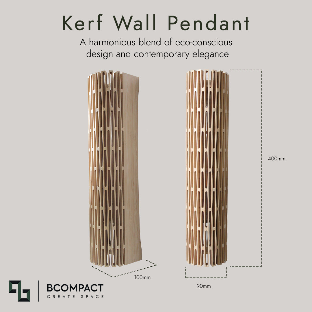 Kerf Wall Pendant Light. Bamboo Wall Mounted. 5W LED. Sconce. 400mm/15.74"