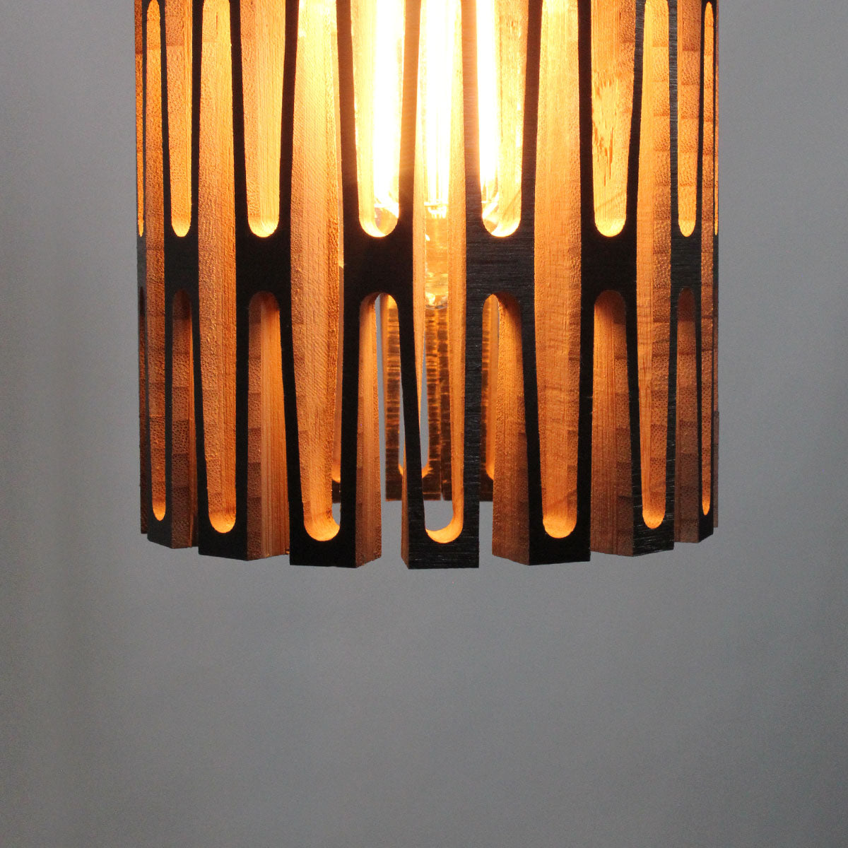 Kerf Cylinder Pendant Light. Bamboo. 5W LED. Hanging Pendant