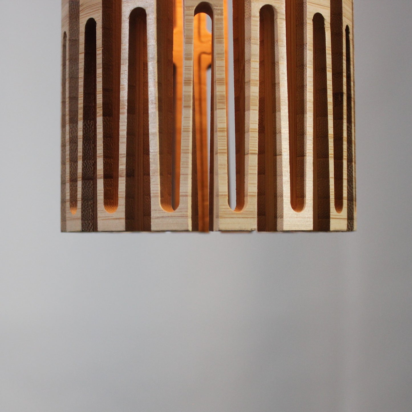 Kerf Cylinder Pendant Light. Bamboo. 5W LED. Hanging Pendant