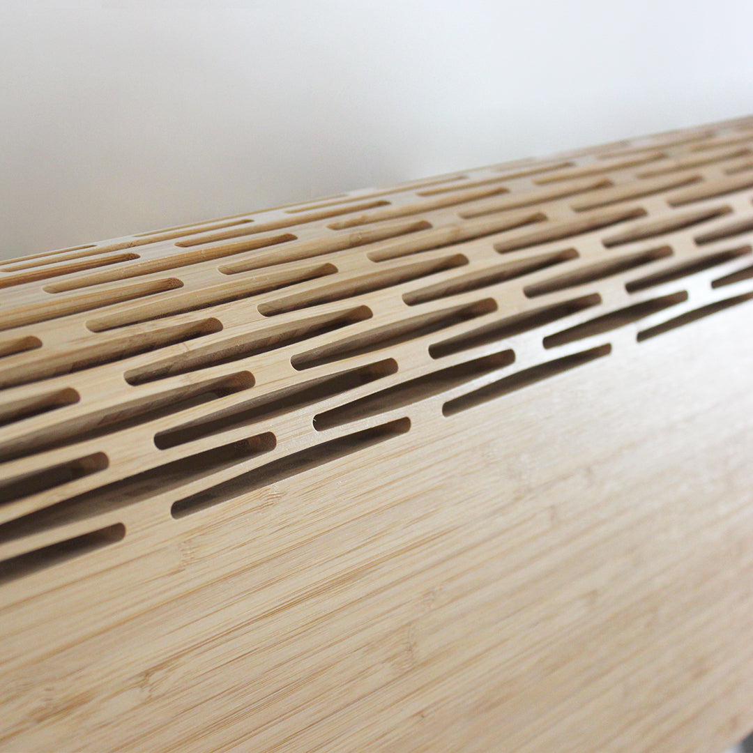 Kerf Linear Light - 1m/39.37". Bamboo. LED. 20W. Stainless Wire Suspension